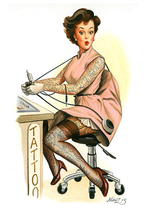 Retro nylon tattoo girlfriend